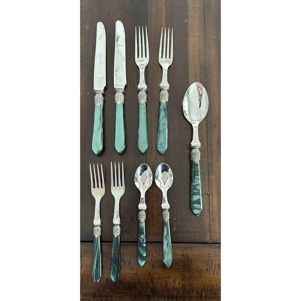 Jean Couzon France Galaxy Green Flatware Lot 18/10 Stainless Steel